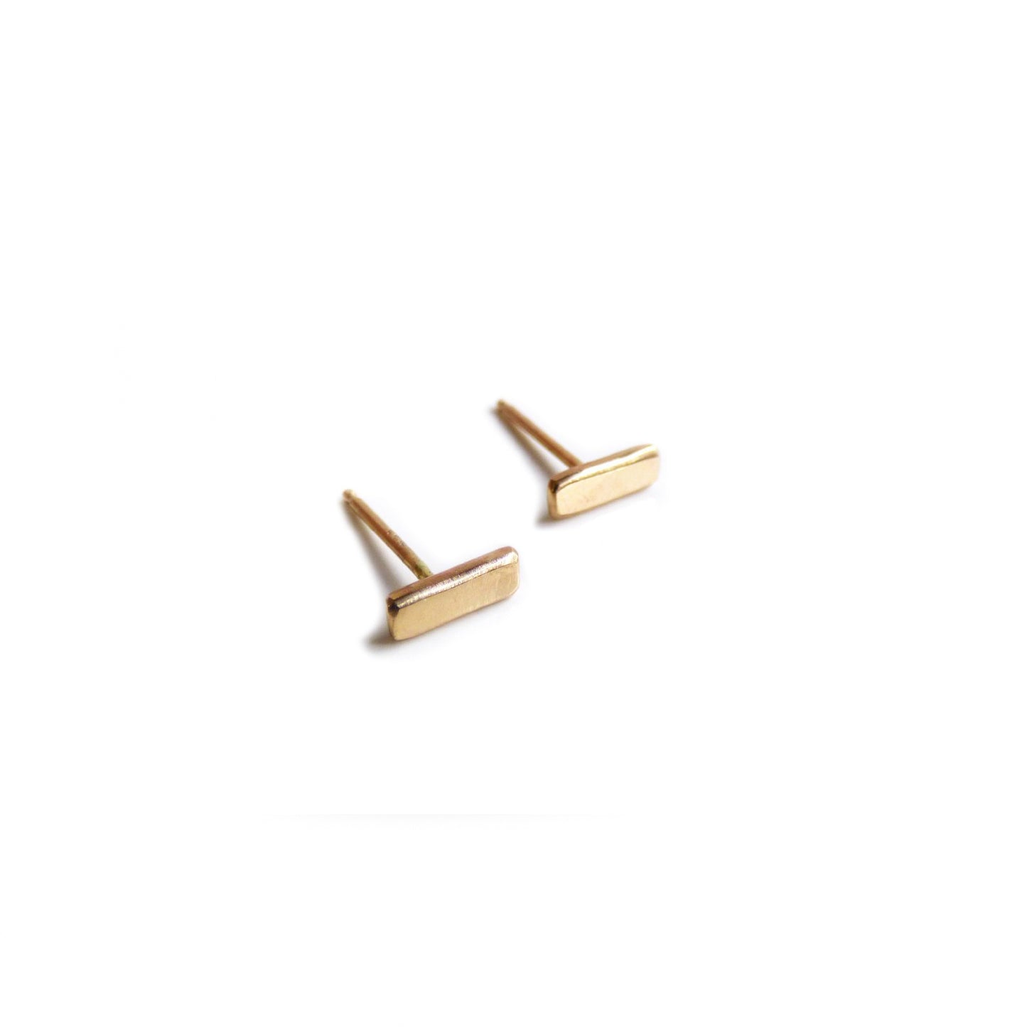 Bar Stud Earrings: 14K Gold