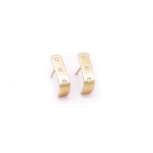 14K Diamond Slope Hoop Earrings
