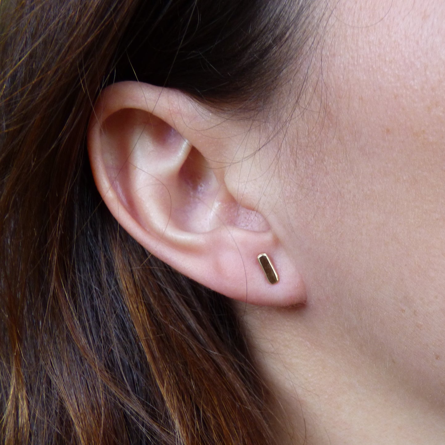 Bar Stud Earrings: 14K Gold