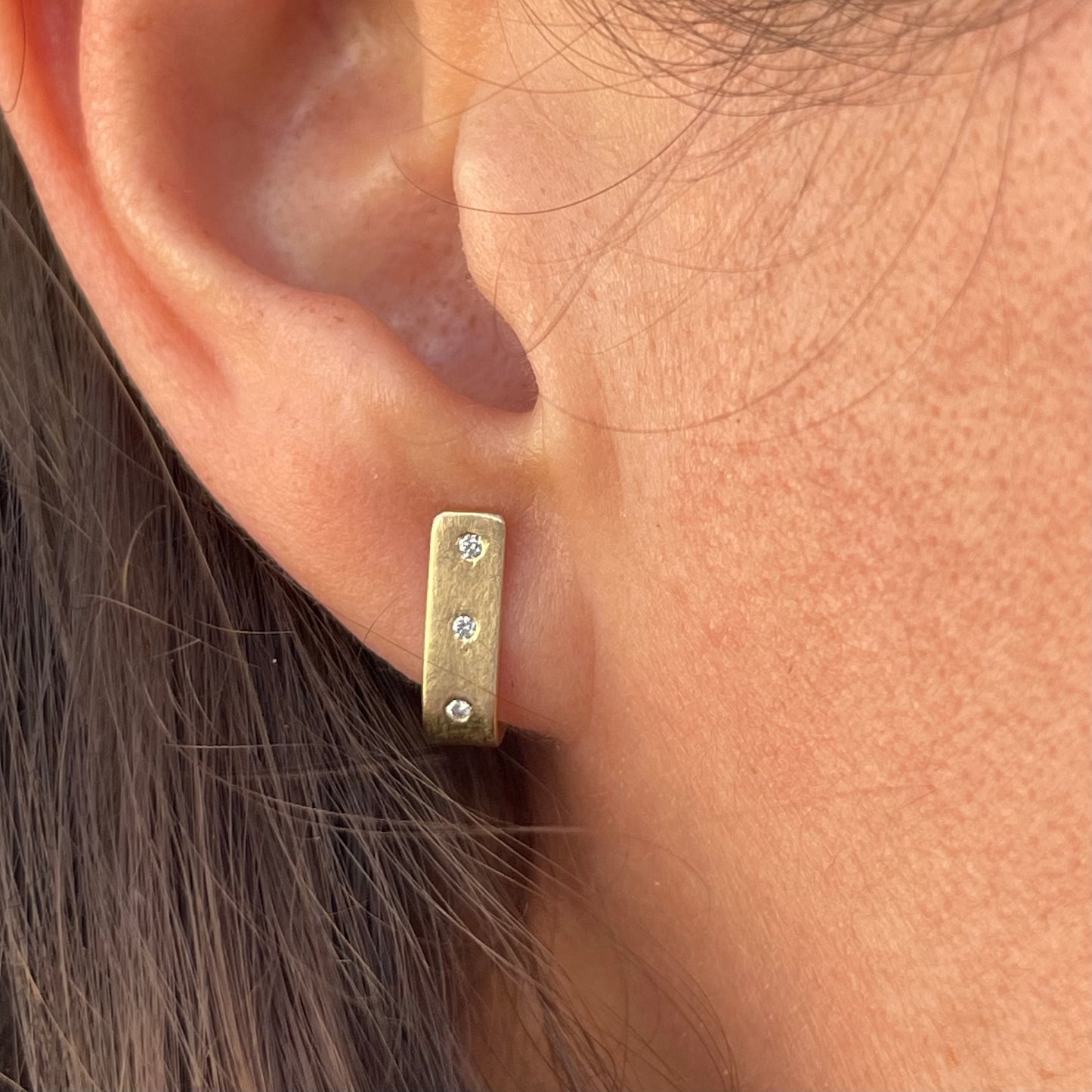 14K Diamond Slope Hoop Earrings
