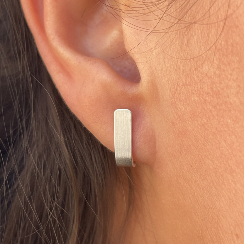Slope Hoop Earrings: Sterling Silver