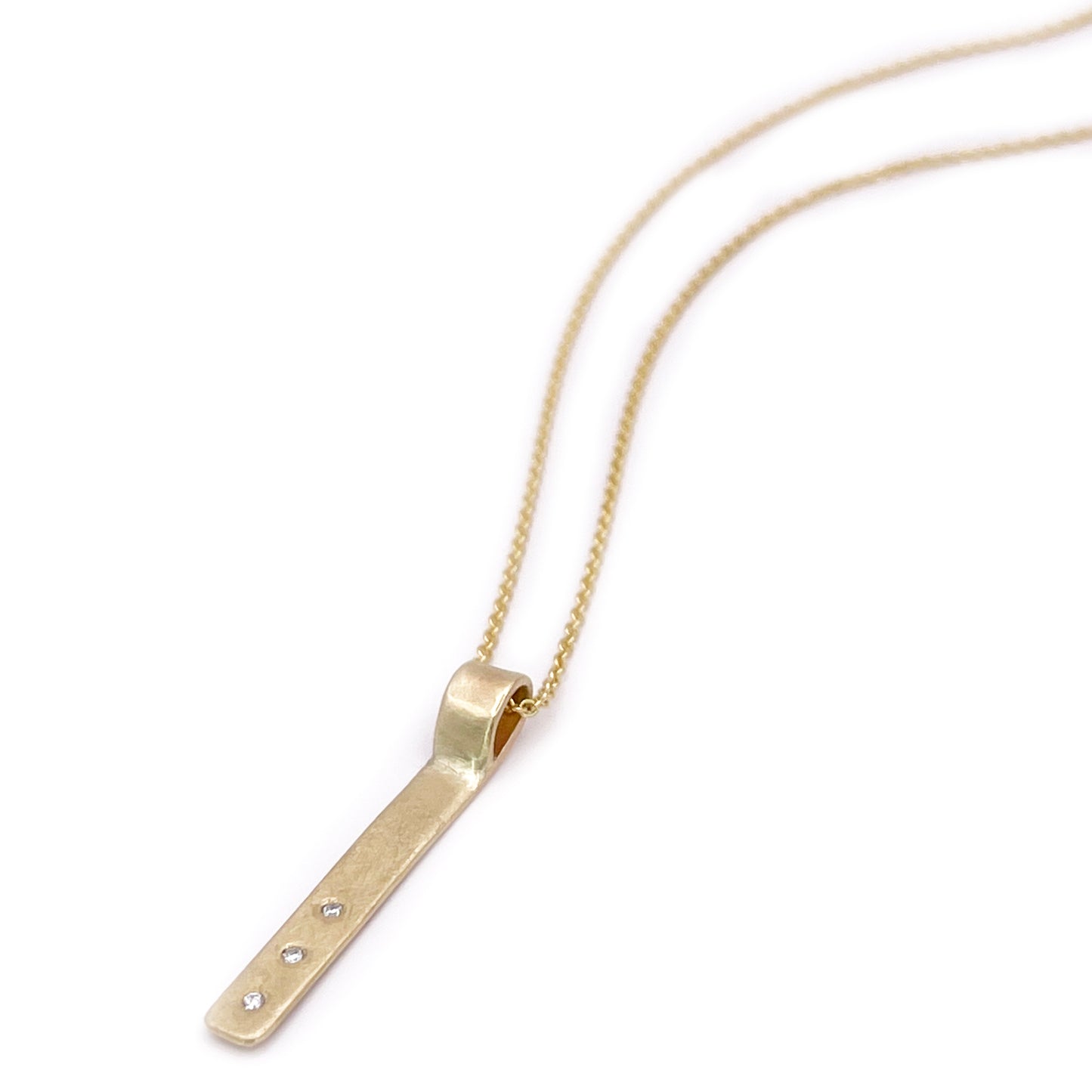 Diamond Bar Pendant: 14k Gold