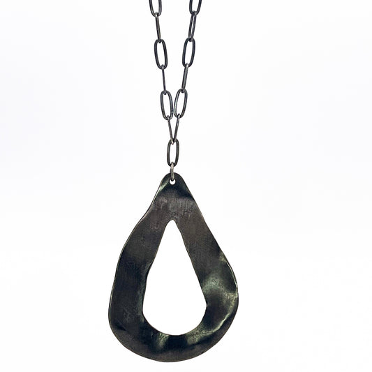 Melted Silver Teardrop Necklace