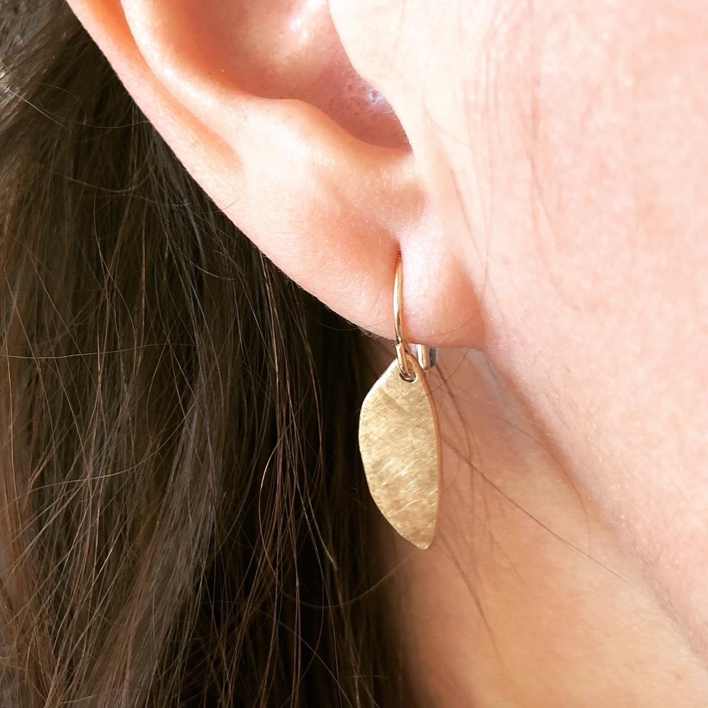 Feather Dangle Earrings: 14K Gold