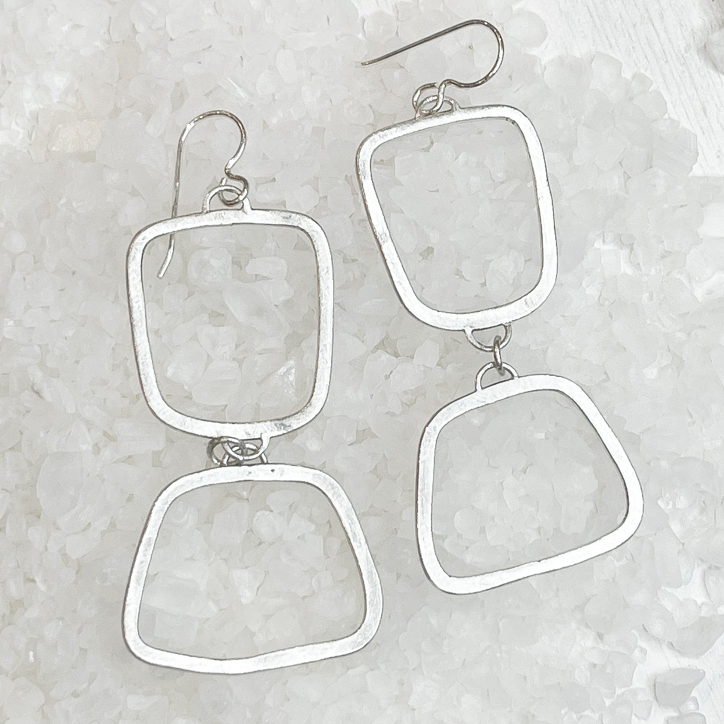 Square Dangle Earrings: Sterling Silver