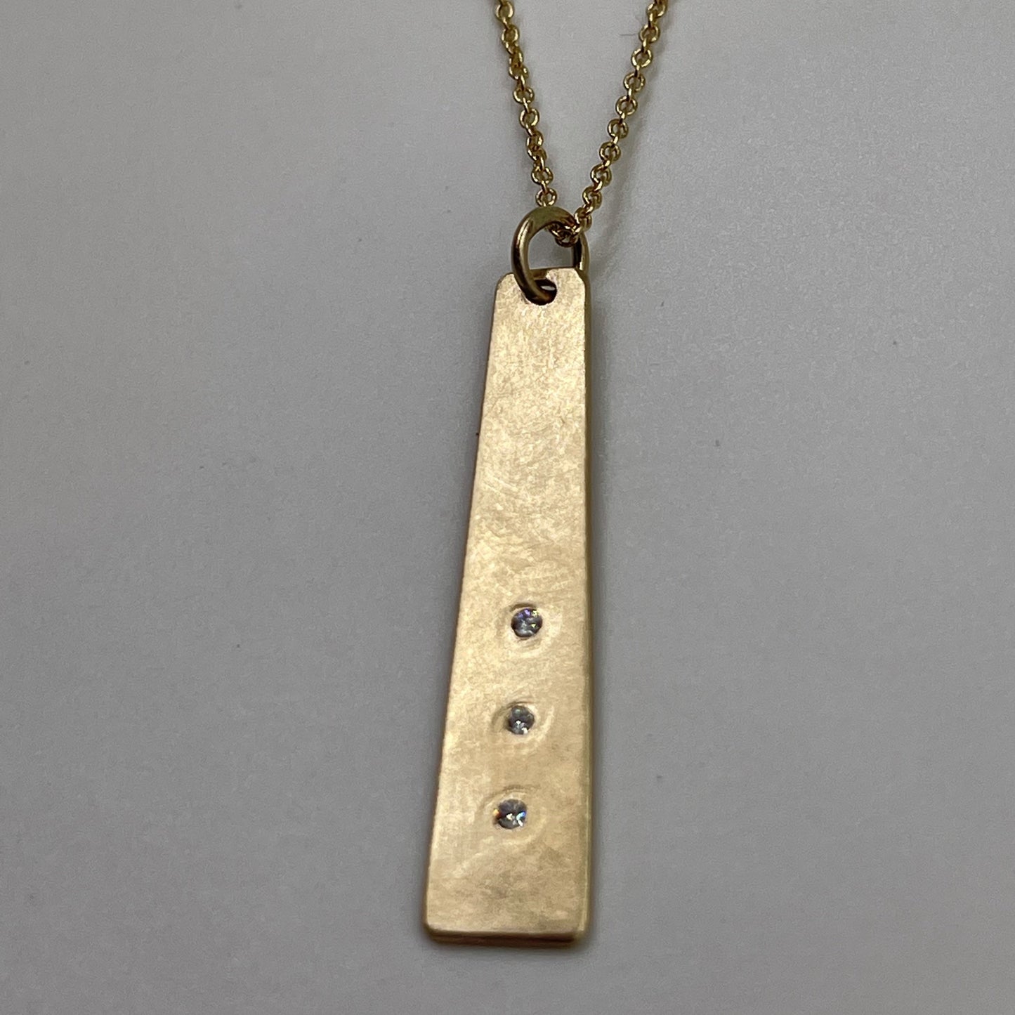 Triple Diamond Pendant Necklace: 14k Gold