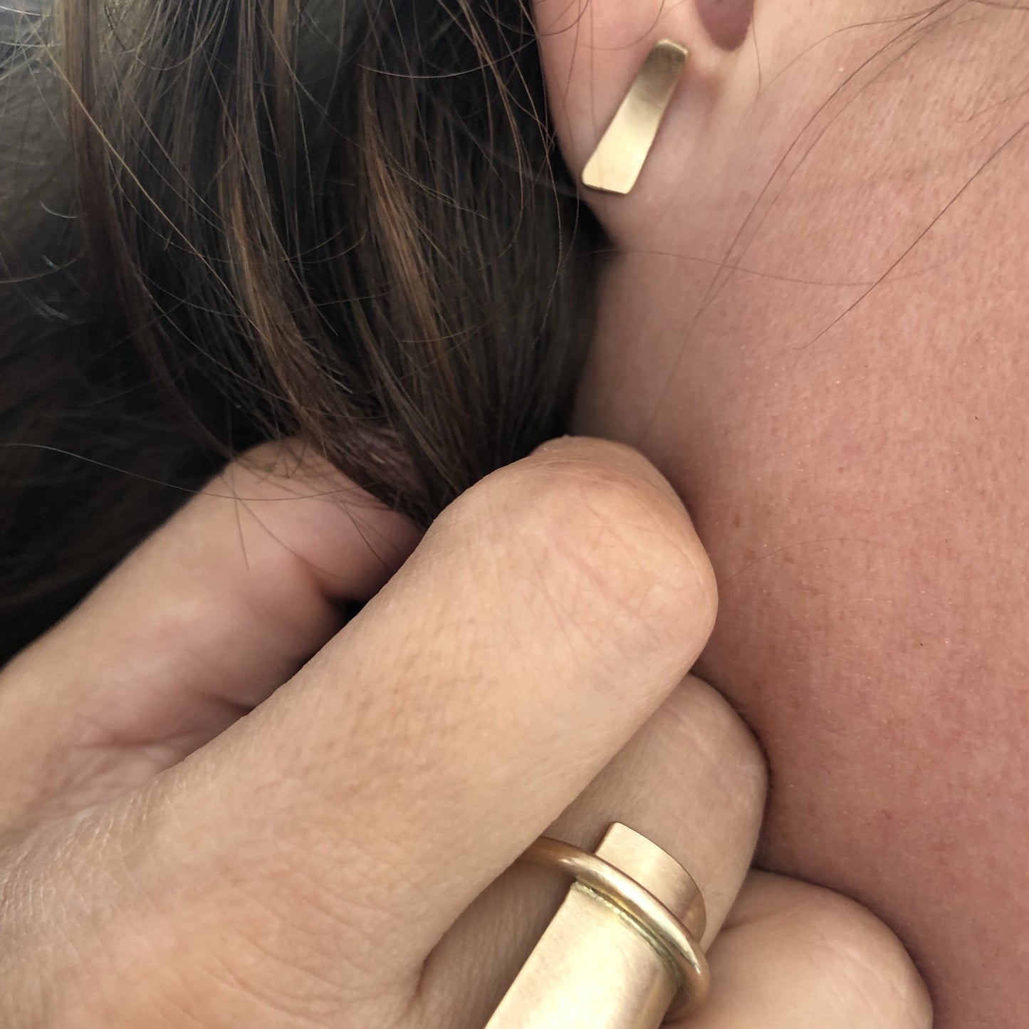 Curved Stud Earrings: 14K Gold