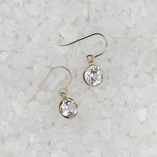 White Topaz Earrings: 14K Gold