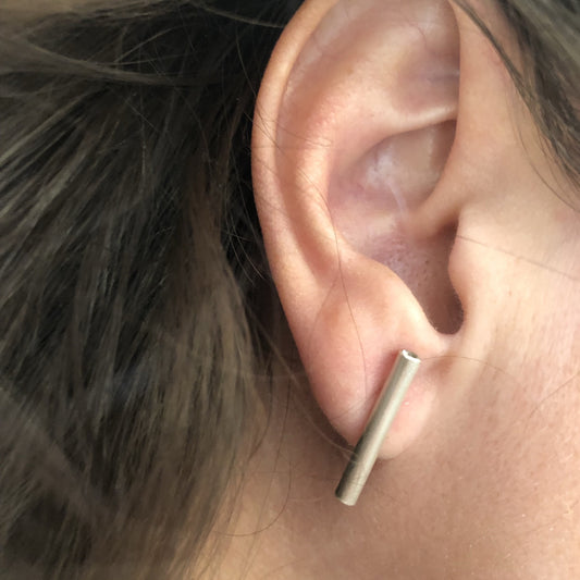 Tube Earrings: Sterling Silver